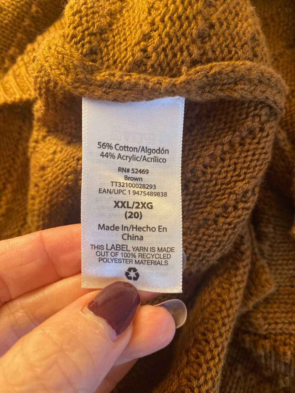 Time And Tru Brown Textured Knit Oversized Sweater - Picture 4 of 4